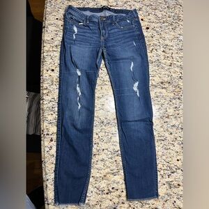 Hollister Dark Blue Distressed Skinny Jeans